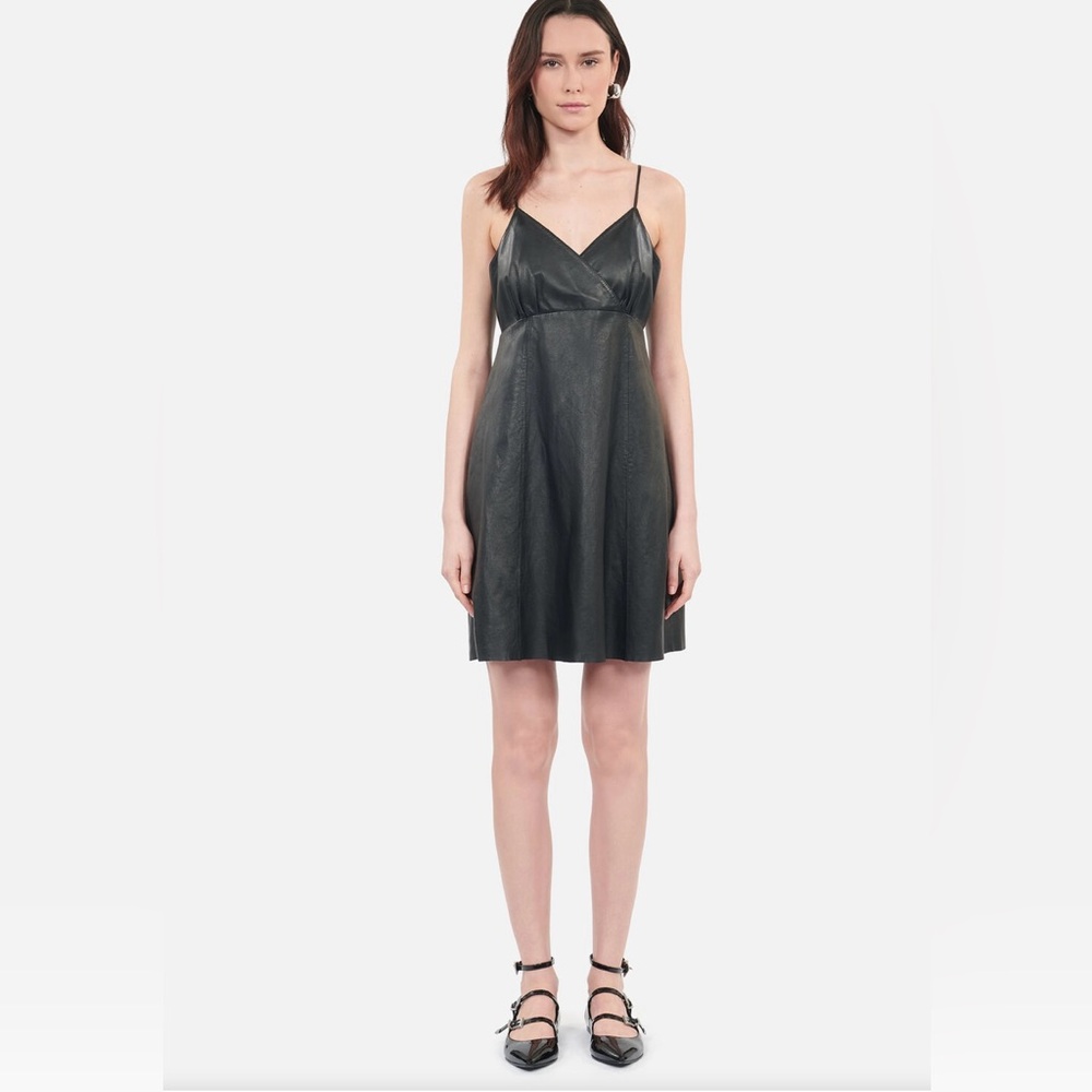 The Kooples BNWT Chic Black Leather Mini Dress SZ 2 - Picture 6 of 6